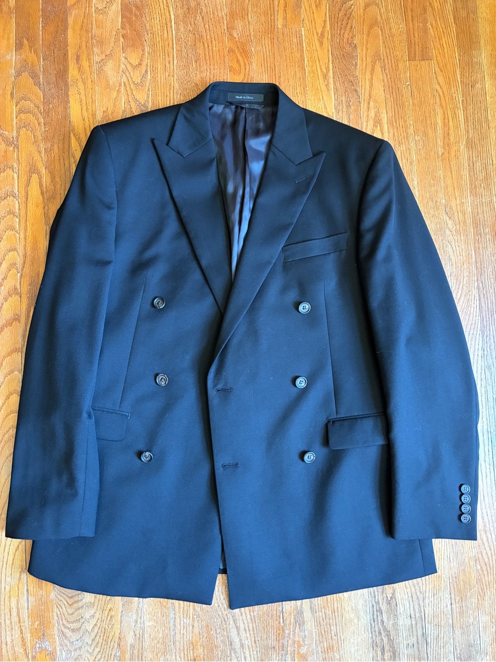 Ralph Lauren Double-Breasted Blazer - Black 100% Wool Size 42R